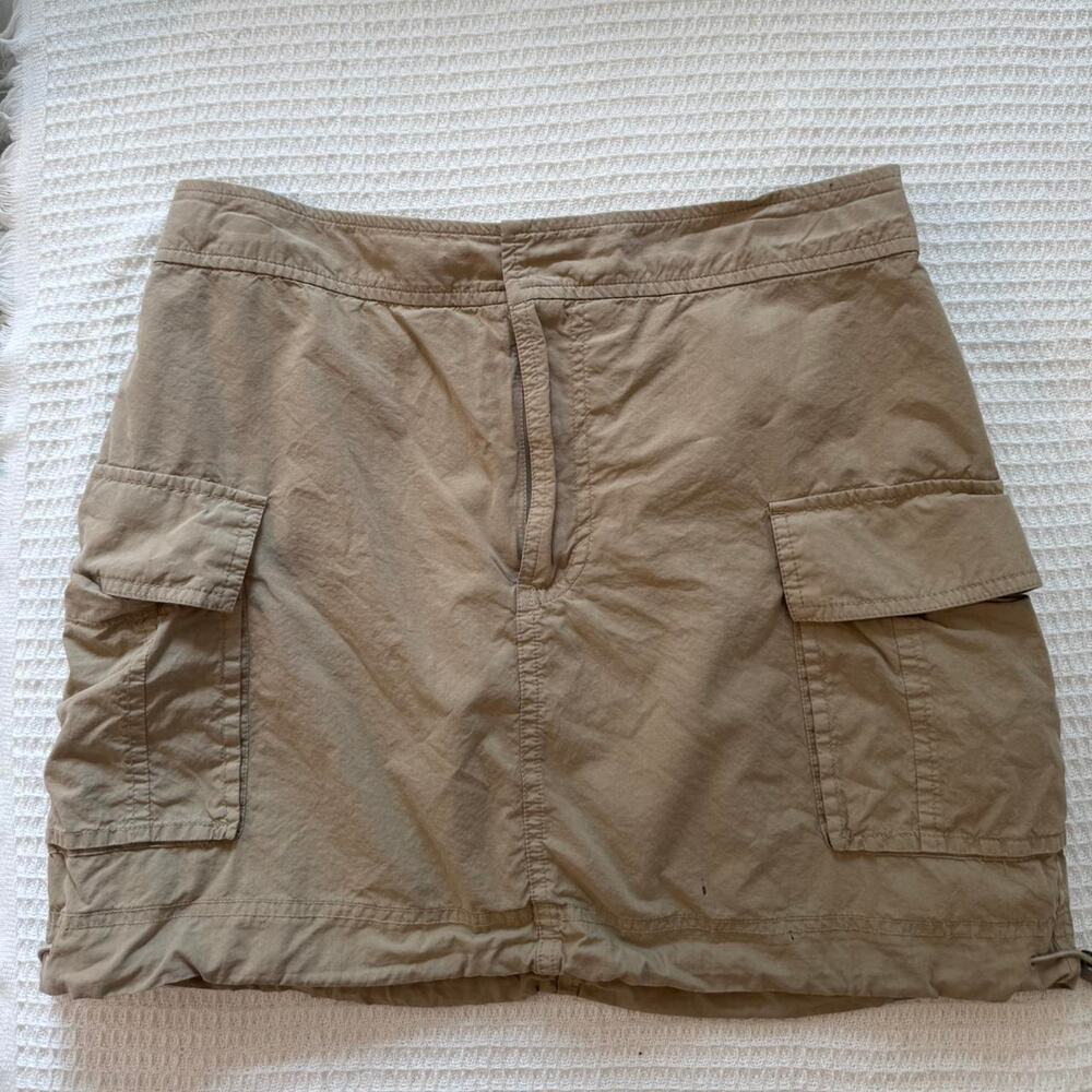 Khaki cargo mini skirt with